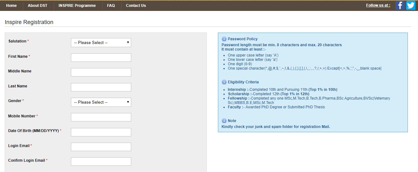 INSPIRE Scholarship - Registration Form